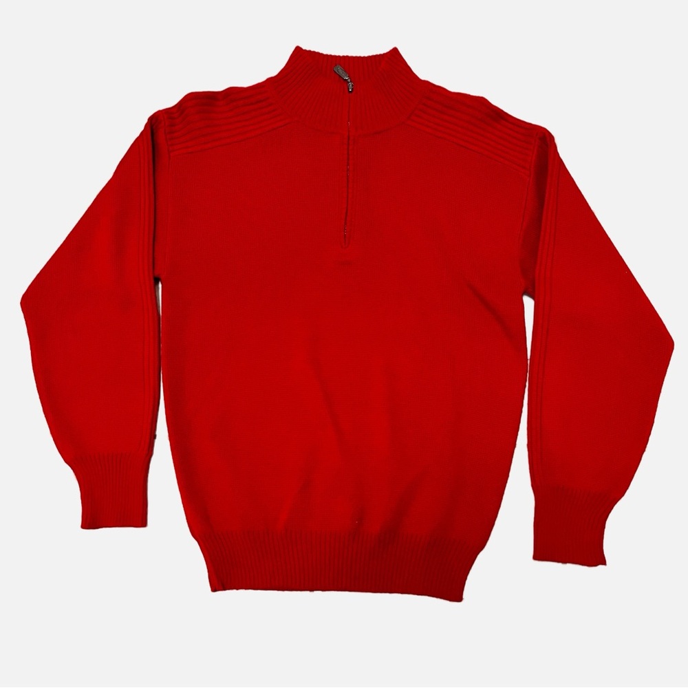 Vintage Meister 1/4 Zip Red Long Sleeve Mock Neck Sweater size Small